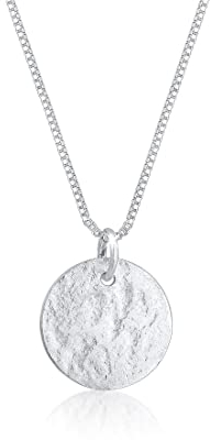 Elli Halskette Damen Plättchen Anhänger Gehämmert in 925 Sterling Silber