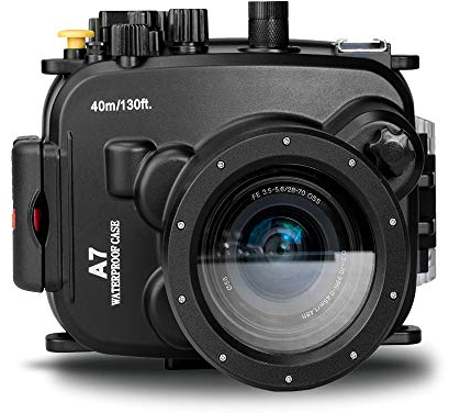 Per Sony A7 II/A7R II custodia subacquea impermeabile fino a 130 piedi/40m, può essere usata con lenti da 28-70mm