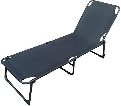 Mojawo Bequeme Gartenliege Sonnenliege Liege Campingliege klappbar schwarz L188xB57xH30cm