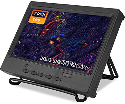 Monitor portatile HDMI, 7 pollici, monitor VGA portatile, HD 1024 x 600, schermo LCD, alloggiamento in metallo nero, per , display auto, CCTV