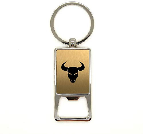 Mygoodprice Porte clé en métal Or brossé Taureau décapsuleur Gravure Laser