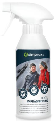 simprax® Textil Spray-On Imprägnierspray - 250ml - Imprägniermittel für Funktionstextilien und Outdoortextilien wie Gore-Tex, Sympatex und Softshell