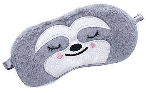 Laahoem Tierschlaf Augenmaske Nette lustige 3D Weiche Flauschige Cartoon Augenmaske Zum Schlafen Reisen Atmungsaktive Lidschattenmaske Kinder Erwachsene Frauen Faultier Grau