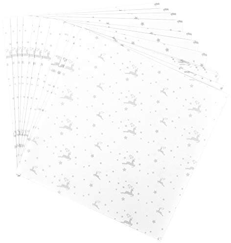Ideen mit Herz Transparentpapier | 100 Blatt | Premium-Qualität | 110 g/qm | bedruckt | ideales Faltpapier zum Sterne basteln | transparentes Bastelpapier (Hirsche | weiß & silber, 20 x 20 cm)