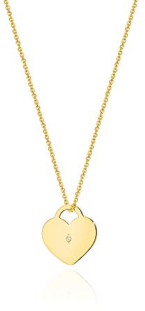 Goldene Damen Halskette 585 14k Gold Gelbgold Weißgold Kette mit Anhänger Herz natürlicher echt Diamanten Brillanten Gravur