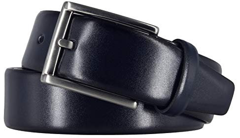 MONTI London Gürtel Herrengürtel Ledergürtel 35 mm Rindleder kürzbar (Navy, 120)