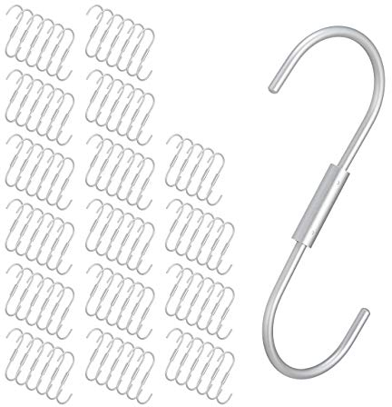 96 x S Haken, Universalhaken drehbar, Allzweckhaken, Küchenleiste, Bad, Kleiderstange, Einhängehaken, Aluminium, silber
