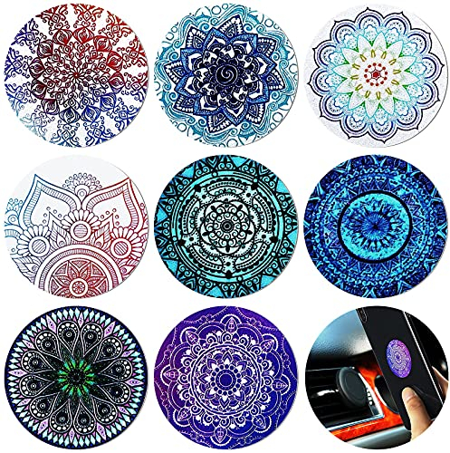 Weewooday 8 Pieces Metal Plate Mandala Flower Mount Metal Plate for Cell Phone Magnet Holder Magnetic Car Mount Compatible with Magnetic Car Mounts Replacement Sticker