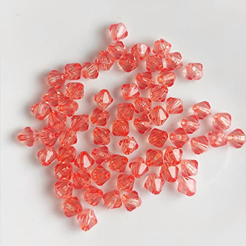 Doppelkegel/Bicone 8 mm 80 Stück - Perlen Kristall Lose Perlen mit Loch 100er Set DIY Basteln mit Loch tschechische Facettiert Beads Schmuck Acryl auffädeln Nieten Steine - Rot, Hellrot