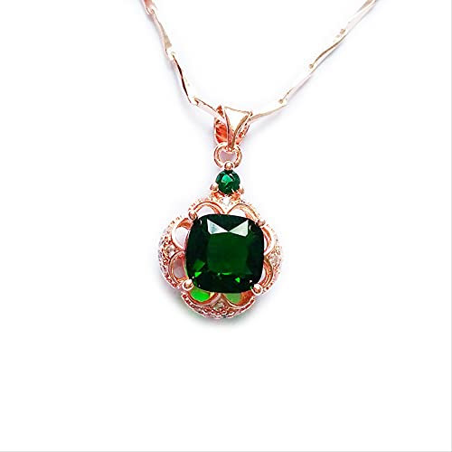 ZHUDJ Cellacity 925 Sterling Silver Necklace For Women Geometry Silver 925 Jewelry Gemstones Emerald Pendant Rose Gold Party