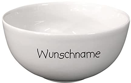 Doriantrade Müslischale Porridge Schale Schüssel Porzellan Weiß personalisierbar mit Wunschname Name Geschirr mit Namen personalisiert