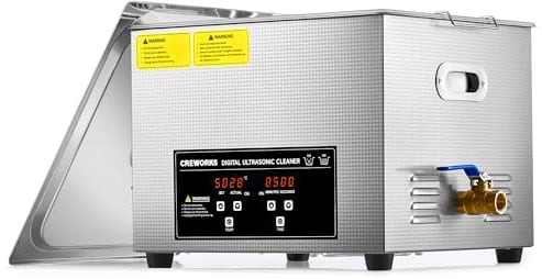 CREWORKS Ultraschallreinigungsgerät 15L mit Degas- und Sanftmodus Ultraschallgerät Ultraschallreiniger mit Innenkorb, Heizung und Digital Timer für Brillen, Schmuck, Zahnprothesen, Uhren und Münzen