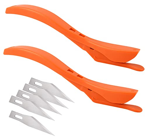 EHDIS 2 Stück Geschenkpapier Schneider mit 5 Ersatzklingen, Sicherheitsmesser, Papier-Schneidemesser, für Papier, Folien, Wrapping, Orange