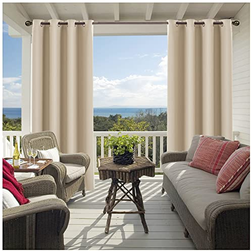 KCYXSMAX Outdoor Vorhang Wasserdicht mit Ösen Sichtschutz Sonnenschutz Outdoor Vorhänge 4 Stücke B250*H270cm Blickdicht Outdoor Gardine für Balkon Terrasse Veranda Pergola Gartenlaube