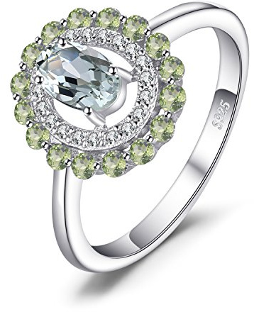 JewelryPalace Ovalschliff 1ct Echt Natur Grün Amethyst Peridot Ring Damen, Schmuck Set, Damenring Silber 925 Ring Promise für Frauen, Schmuck Mädchen mit Naturstein Valentinstag Modeschmuck 51