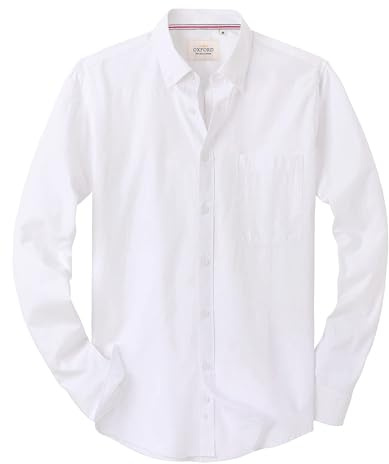 J.VER Oxford Herren Hemd Bügelfrei Regular Fit Hemd Langarm Casual Hemd aus Oxford Button Down Hemd Faltenfrei Freizeithemd mit Tasche