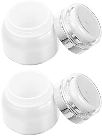 OSALADI 2pcs Cream Bottle Airless Cosmetic Container Cosmetic Air Pump Jars Refillable Containers Skincare Containers Terrarium Jar with Lid Empty Bottle White Acrylic Essence Glass Travel