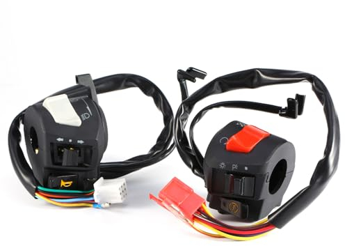 Motorrad Lenkerschalter 1 Paar 7/8 Zoll 12V Integrierter Schalter Blinker Lichtschalter Linke Seite und rechte Seite Universal für Scheinwerfer Warnlicht Bremse