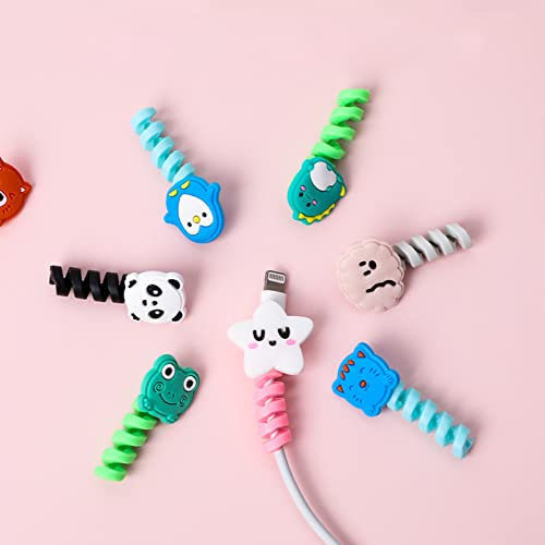 Auwiyd 8 PCS Silicone Charger Cable Protectors, Colorful Animal Patterns, USB Charger Cord Management, Extends Data Line Life