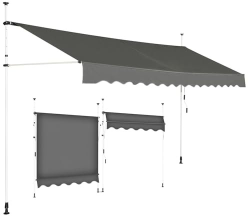 COSTWAY Toldos Exterior Terraza, Toldo Manual con Manivela y Resistente a la Intemperie, en Altura 200-300 cm, Toldos Exterior Terraza Enrollable para Balcón y Terraza (400 x 120 cm, Gris)