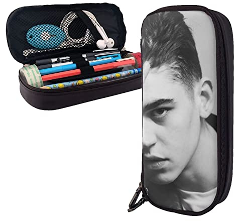 Hero Fiennes-Tiffin Trousse à crayons en cuir avec compartiments Grande pochette de rangement pour bureau collège, couleur, 5.0cm*10.5cm*20.5cm, trousse à crayons