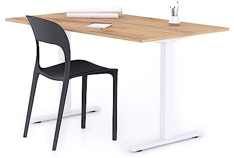 Mobili Fiver Bureau Clara 140x80, Bois Rustique, avec Pieds Fixes Blancs