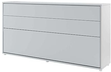 Lenart Schrankbett Bed Concept BC06 90x200 cm - Horizantal Schrankklappbett - Schrank mit integriertem Klappbett - Wandbett mit Lattenrost - Murphy Bed (Grau Matt)