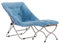 Welnow Comfy Saucer Chair with Ottoman, Oversized Folding Faux Fur Chair Soft Furry Lounge Lazy Chair with Metal Frame Moon Chair Accent Chair for Bedroom, Living Room, Dorm Rooms, Blue