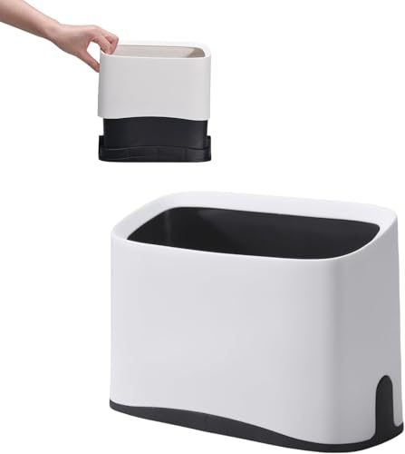 QPOIBSD Mini poubelle blanche pour chat avec couvercle, pelle à litière pour chaton, support de pelle à litière compatible avec la plupart des bacs à litière pour chat et s'adapte à la plupart des