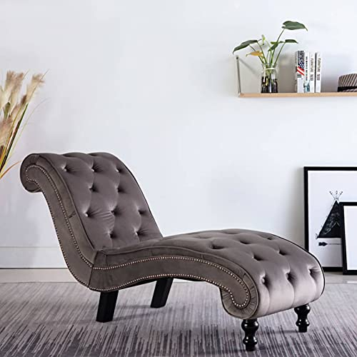 BaraSh Chaiselongue Grau Samt Creme Samt Ottomane Sofa Recamiere Chaiselongue