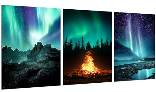 3 Stück Diamond Painting Erwachsene, 5D Aurora Diamant Painting Bilder Erwachsene, Landschaft Diamond Art Set DIY Personalisiert Basteln Bilder Dekorationen für Home Wand Décor (3er set,30x40 cm)