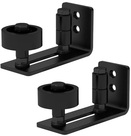 SANKEYTEW 2 Pack Adjustable Floor Guide Wall/Door Bottom Guide/Sliding Barn Door Guide Hardware Black
