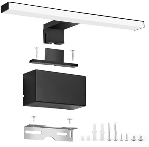 NBEASTKEY LED Spiegelleuchte 30cm 5W 4000K IP44 wasserdicht, Alu 3-in-1 Montage flimmerfrei 230V für Badschrank & Schminkbereich (Wandleuchte, Badbeleuchtung)