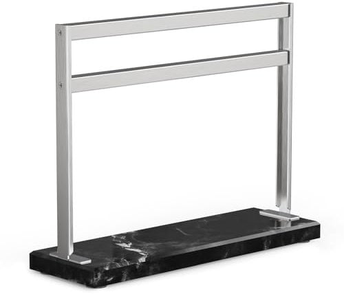 YIIYIIN Magnetic Knife Block with Marble Base - Double Sided Magnetic Knife Stand - Magnetic Knife Holder - Kitchen Knife Storage - Knife Holders for Counter Top - Black