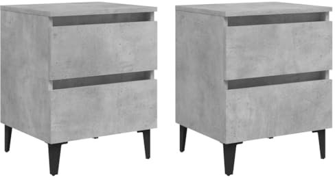 PIXZSSI Nachttisch im Schlafzimmere 2 STK. Betongrau 40x35x50 cm Holzwerkstoff Industriestil Viel Stauraum Schränkchen mit Zwei Schubladen Beistellschrank Multifunktional Stabile Oberseite