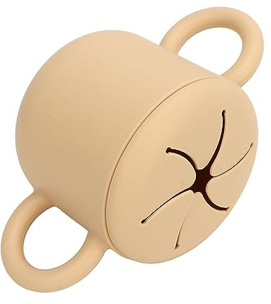 Silikon-Snackbecher, Baby-Snack-Topf, Leicht, Vielseitig Einsetzbar, Umweltfreundlich, 350 Ml, für für Babys (Beige)