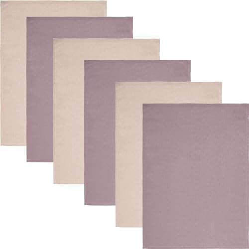REDBEST Geschirrtuch Tulsa 6er-Pack Baumwolle altrose/mauve Größe 50x70 cm