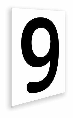 Placa Numero para Casa Exterior Aluminio 18x25 cm - Numeracion Puerta Comercios Naves Viviendas y Locales - Numeros Negros Grandes (Numero 9)
