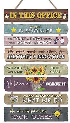 HPNIUB Inspirational Quote Wall Art Motivational Signs Set of 8(2.5'X12') Wooden Wall Hanging Office Cubicle Decor for Women Farmhouse Office Decor