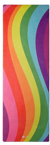 Yoga Design Lab Combo Yogamatte | rutschfest, Matte/Handtuch, Guter Halt bei viel Schweiß, Naturkautschuk | mit Tragegurt (Rainbow, 3.5mm)