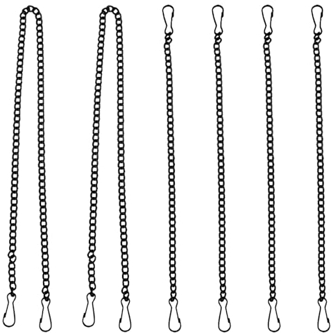 NUOBESTY 6pcs Tag Chains Outdoor Small Chains with Black Iron Hooks Hanging Chain with Snap Clips for Hanging Garden Plant Hangers Door Signs Flower Pot Hanger