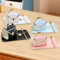 Teetasse Mit Untertasse, 4er Kaffeebecher Keramik Kreative Tasse, Handtaschenform Espressotasse, Cappuccino Tassen Kaffeetassen Set, Süße Tassen, Weiß, Blau, Rosa, Schwarz, 310 ml