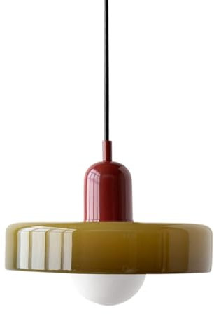 PZAOJAU Lámpara colgante de vidrio de leche verde Iluminación colgante de cocina grande vintage sobre la isla Lámpara colgante nórdica Lámpara moderna de mediados de siglo para mesa de comedor Dormito