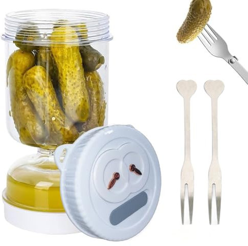 TARSHYRY Bocal de Pickles, Pot à Cornichons en Sablier de 50 Oz avec Couvercle Anti-fuite et Verrouillable,récipient à cornichons pour Cornichons, Olives et Jalapenos