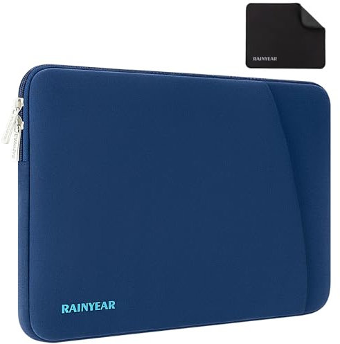 RAINYEAR 15.6 Inch Laptop Sleeve Case Compatible with Most 15.6 Inch Chormebook Notebook Ultrabook, 16 inch Ultra Slim Bezel Laptop Protective Portable Computer Cover Bag, Navy Blue