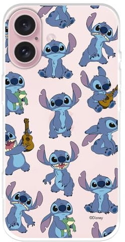 iPhone 16 Case Official Lilo & Stitch Pattern Transparent to Protect Your Mobile Phone Case Flexible Silicone iPhone Case with Official Disney License