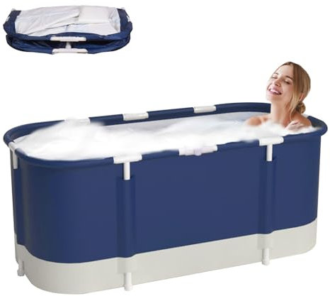 Sinbide Faltbare Badewanne, installieren und tragbare abnehmbare Badewanne, Geeignet für Erwachsene und Kinder,ideal für zu Hause Spa,vier Stile 115x60x50cm (LxBxH) (blau)