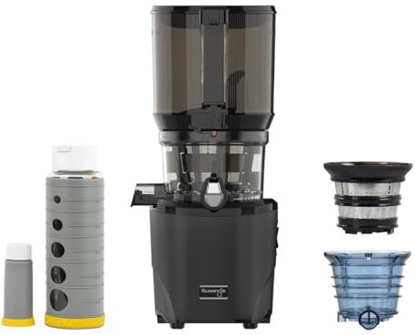 Kuvings | Extracteur de jus Mains libres AUTO10S | Découpe automatique des fruits et légumes entiers | Panier XXL 3L | 3 accessoires inclus | Noir