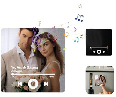 Personalisierter Kühlschrankmagnet Mit Musik, Foto Und Selbst Gestalten - Kann Lieder Spielen für Paare, Weihnachten, Valentinstag, Geburtstag (D)