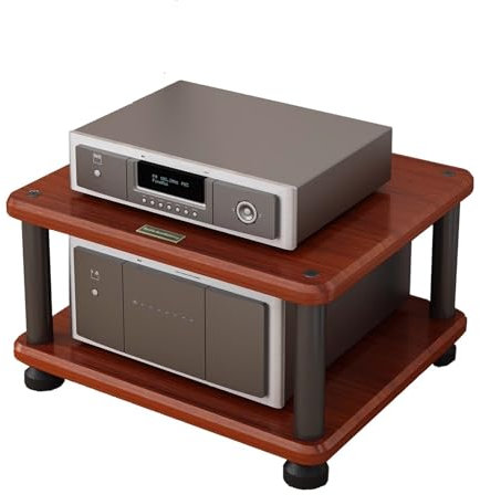Elitix HiFi Rack Medienständer, Eckregal für Plattenspieler, Stereoschrank Aus Holz, DVD-Aufbewahrung, Medienturmständer, Videospiel-Organizer, Display, Projektorregale(Brown,Two Layer)